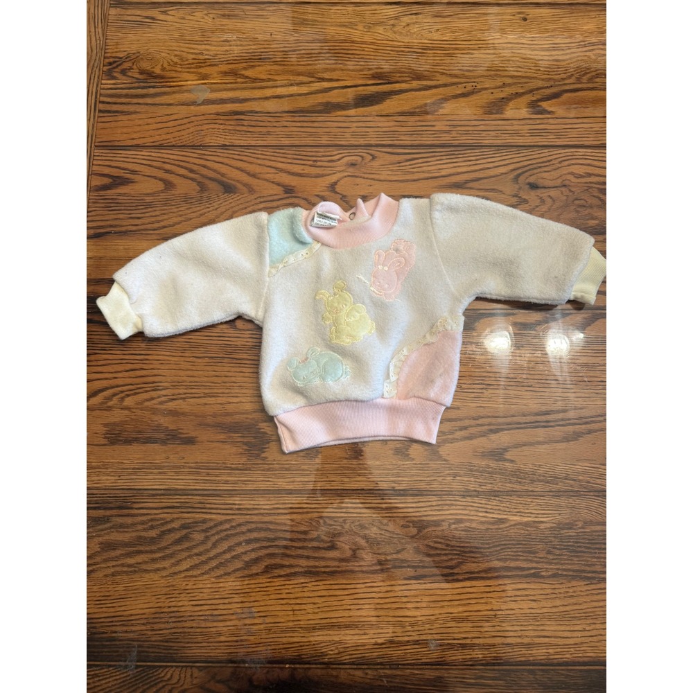 Bright Future Pullover Kids 0-3M White Vintage Pastel Bunny Lace Snap Back‎